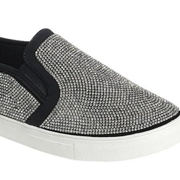 NEW! Black and White Rhinestone Slip On Sn… - Picture 4 of 9